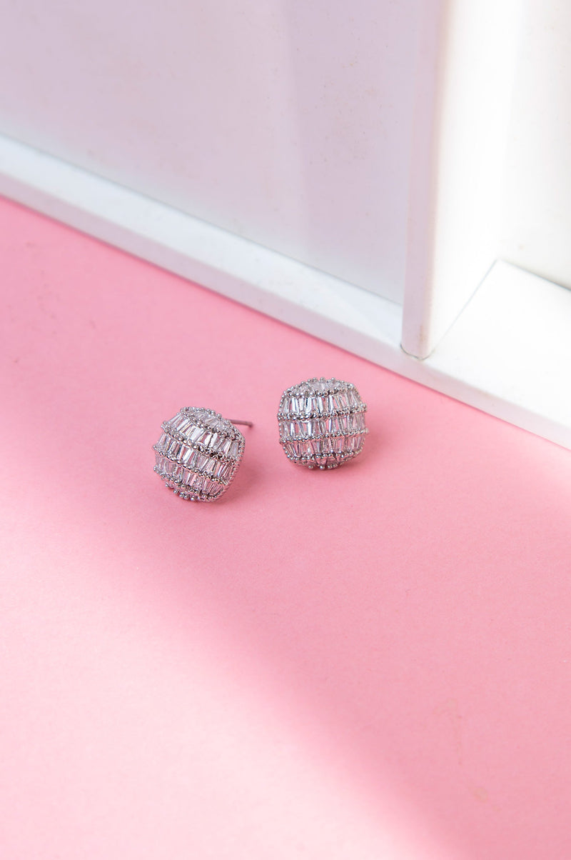 Rhodium Plated Stud Earrings