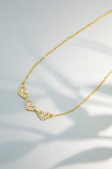 Gold-Plated Brass Necklace with White CZ