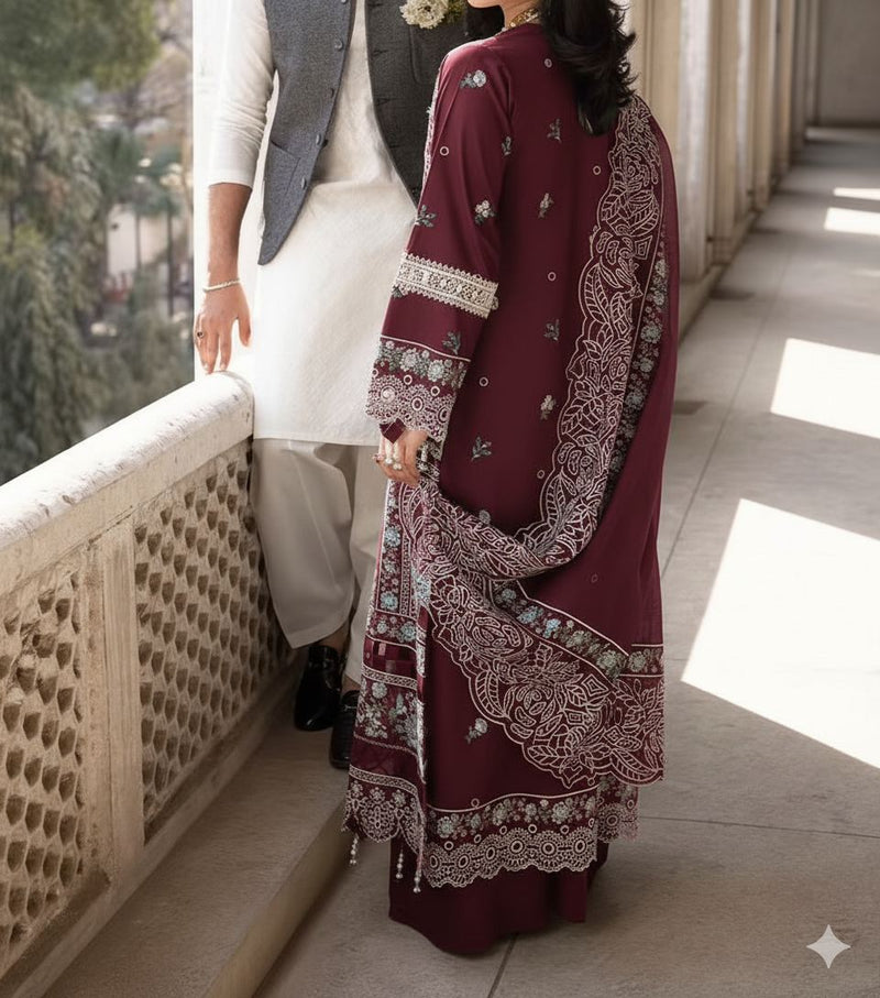 Unstitched Embroidered Lawn 3PC | SC-002B