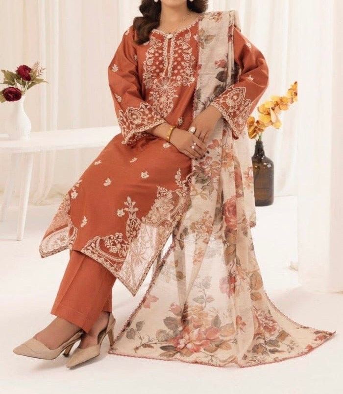 Unstitched Embroidered Lawn 3PC | SC-016