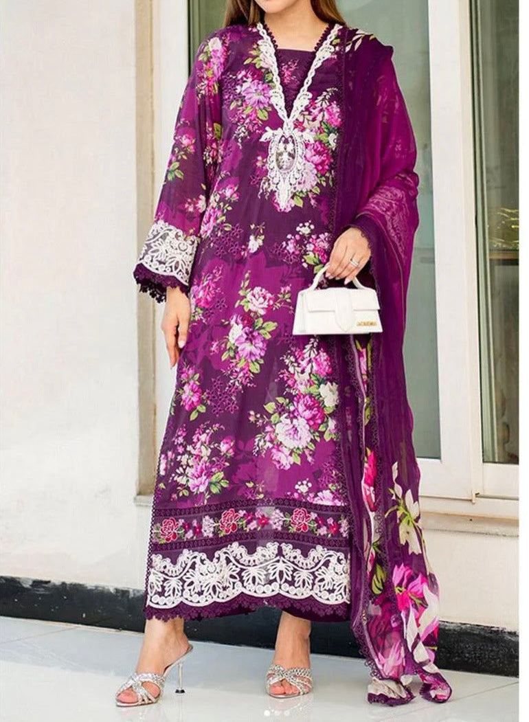 Unstitched Embroidered Lawn 3PC | SC-101