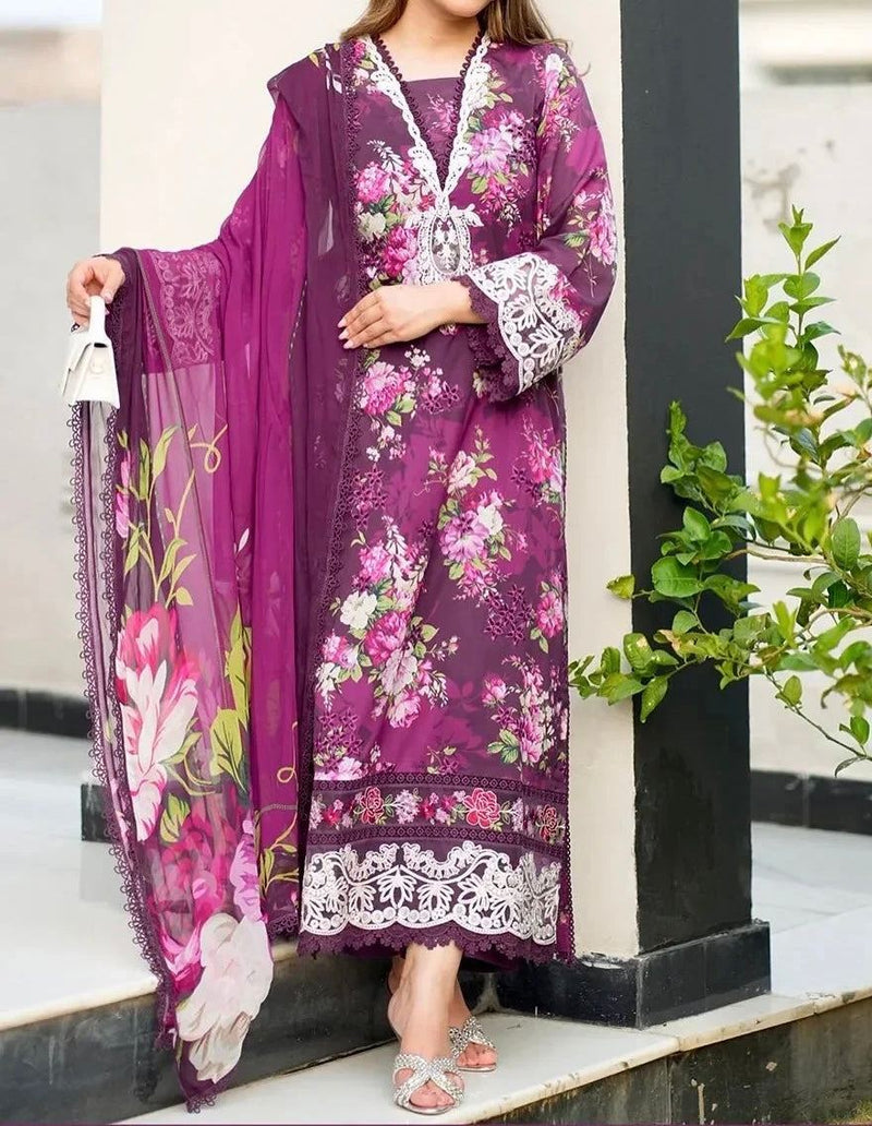 Unstitched Embroidered Lawn 3PC | SC-101