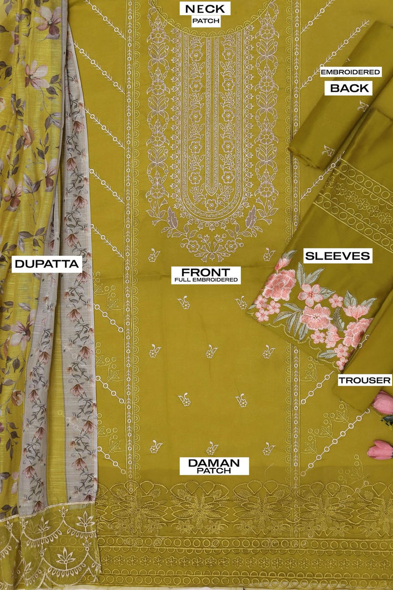 Unstitched Embroidered Lawn 3PC | SC-102A