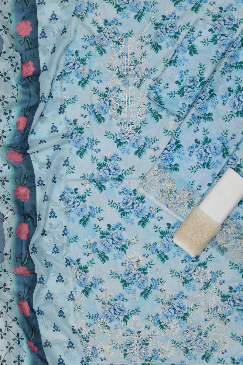 Unstitched Embroidered Lawn 3PC | SC-145