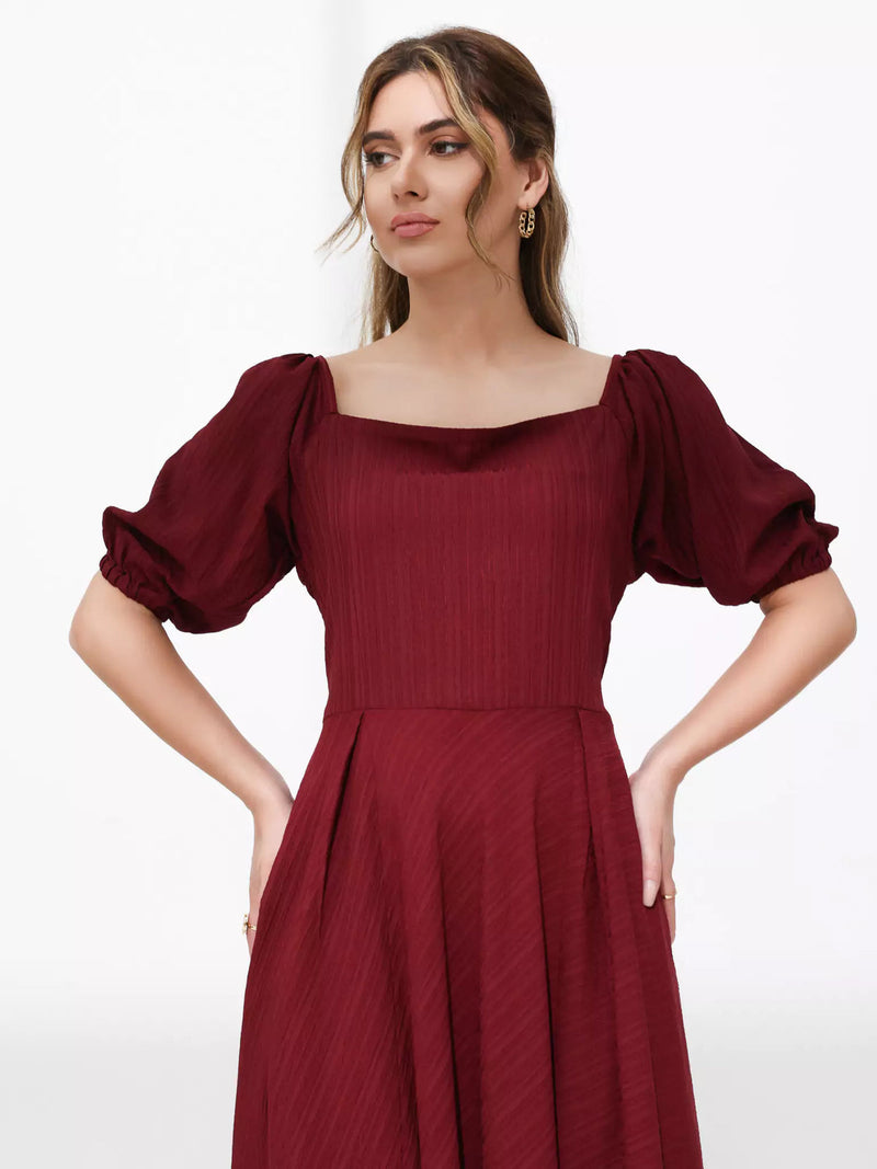 Ariel Maroon Textured Dress