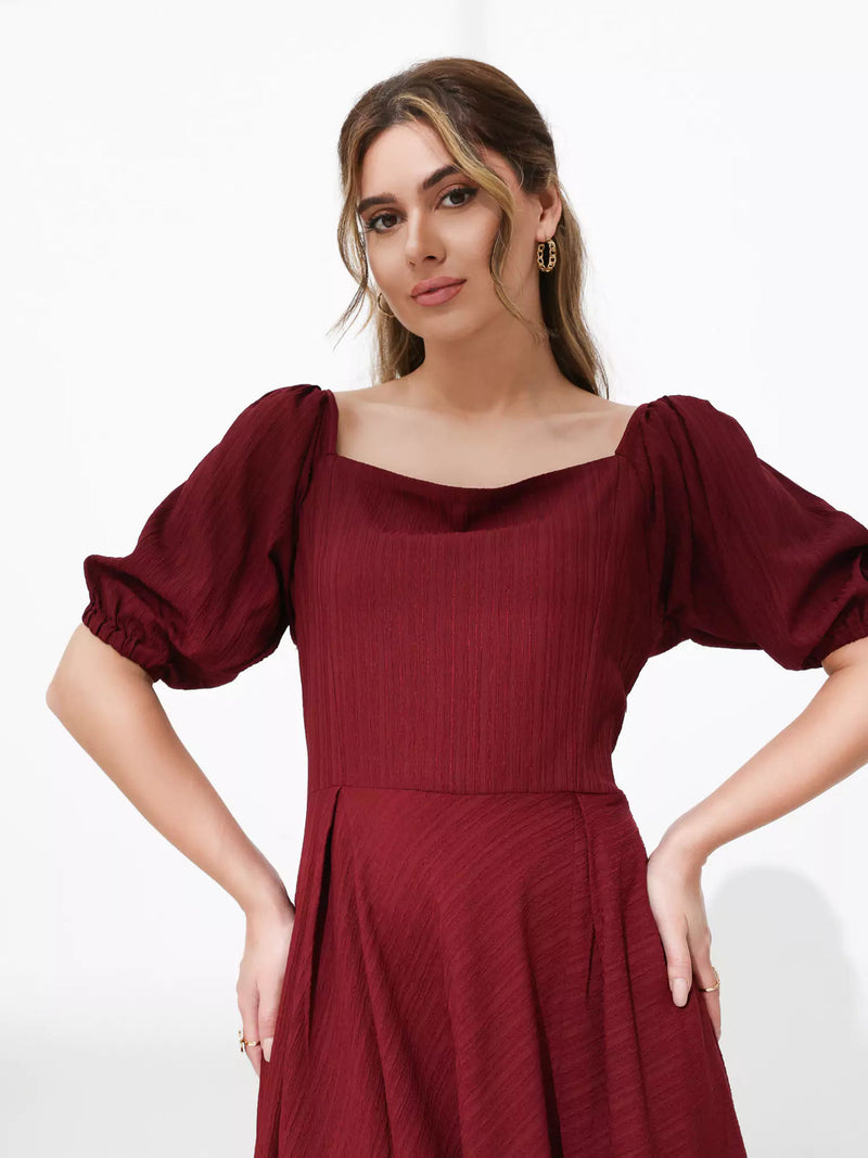 Ariel Maroon Textured Dress