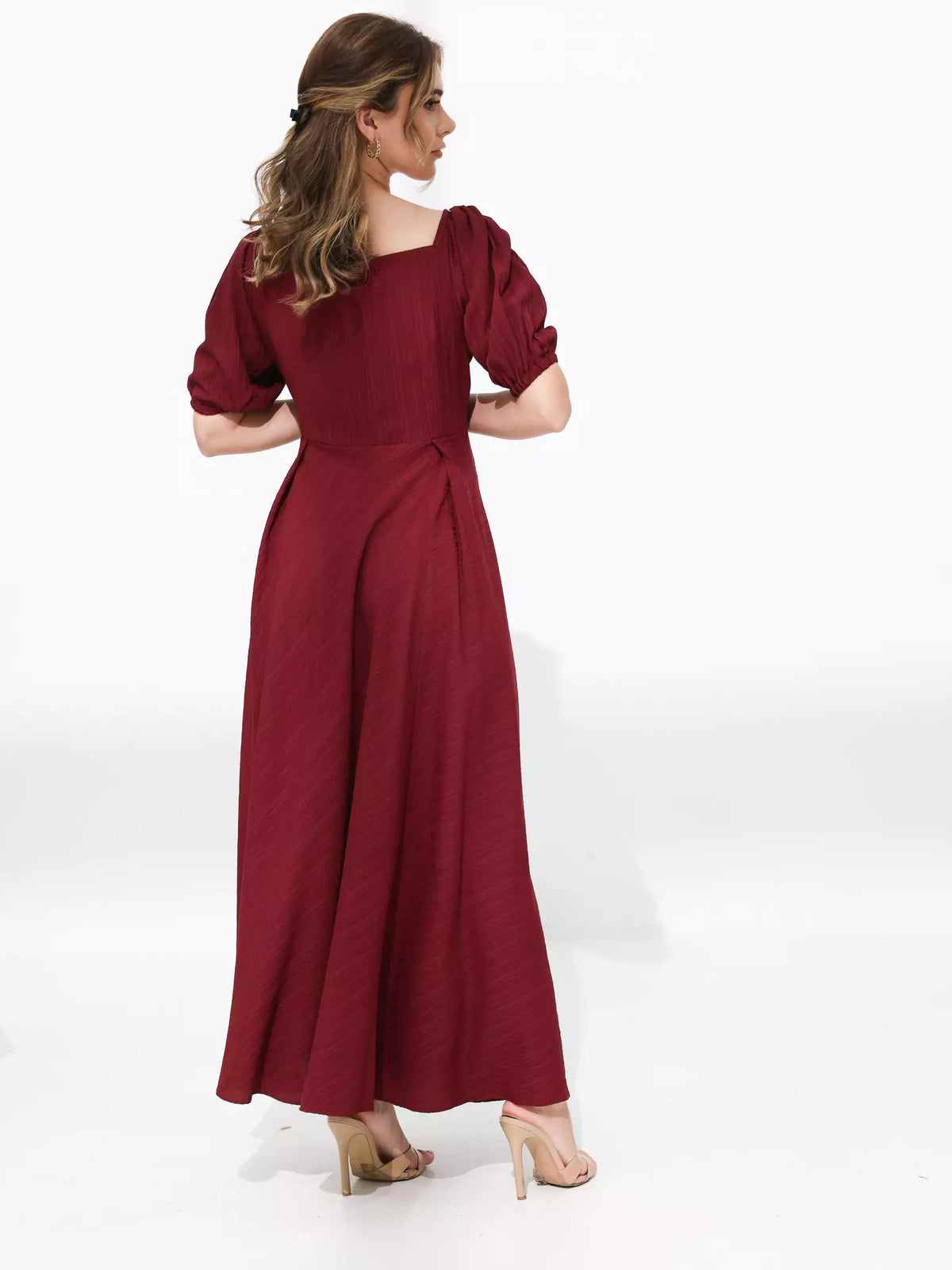 Ariel Maroon Textured Dress