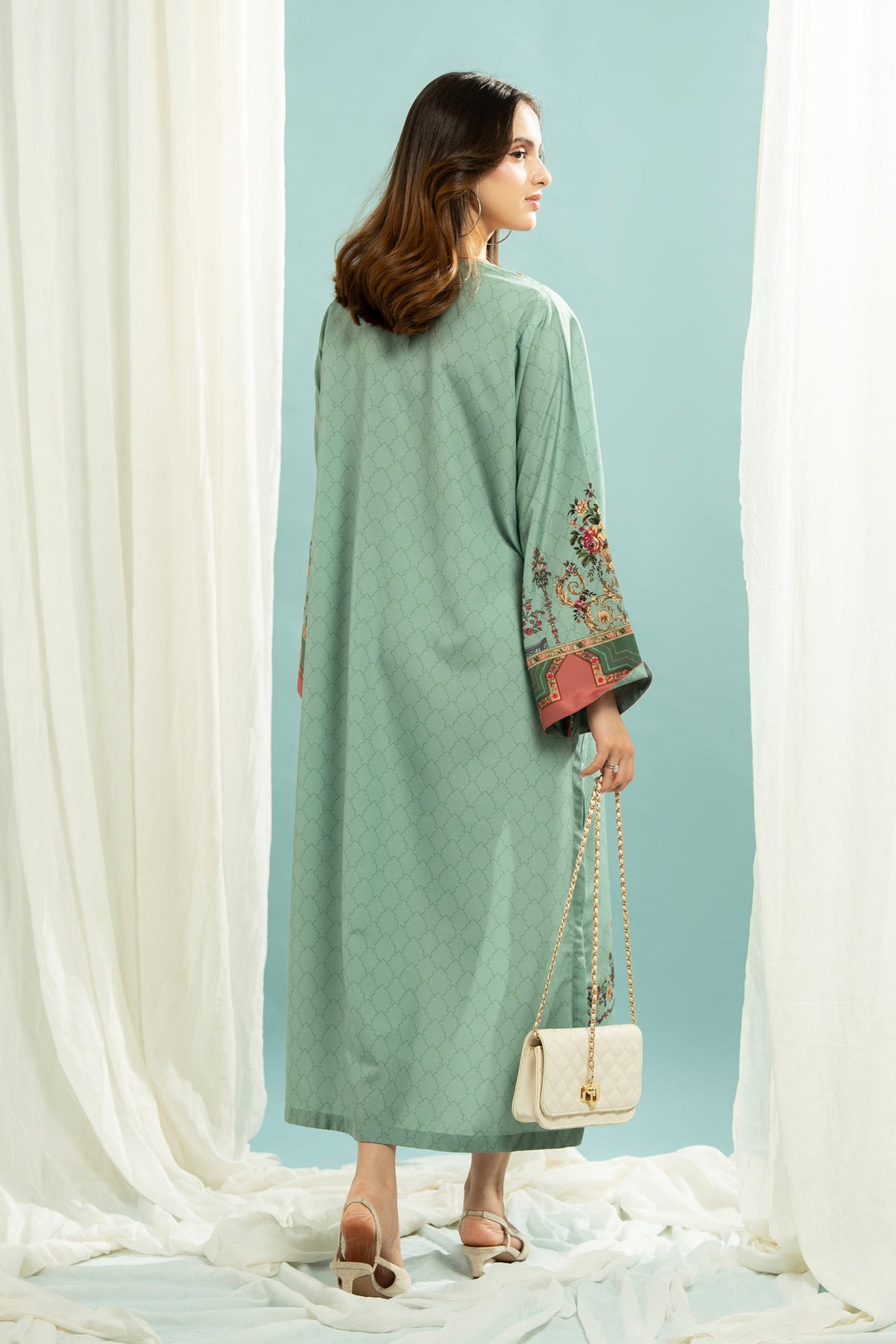 PRINTED POLY CAMBRIC STITCHED KAFTAN