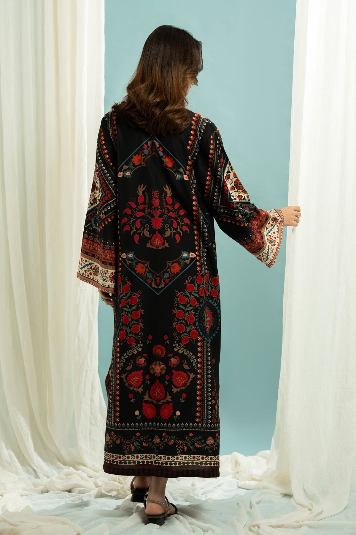 PRINTED POLY CAMBRIC STITCHED KAFTAN