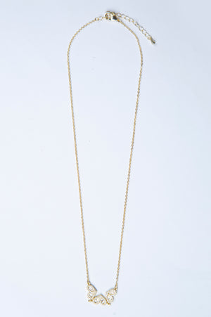 Gold-Plated Brass Necklace with White CZ