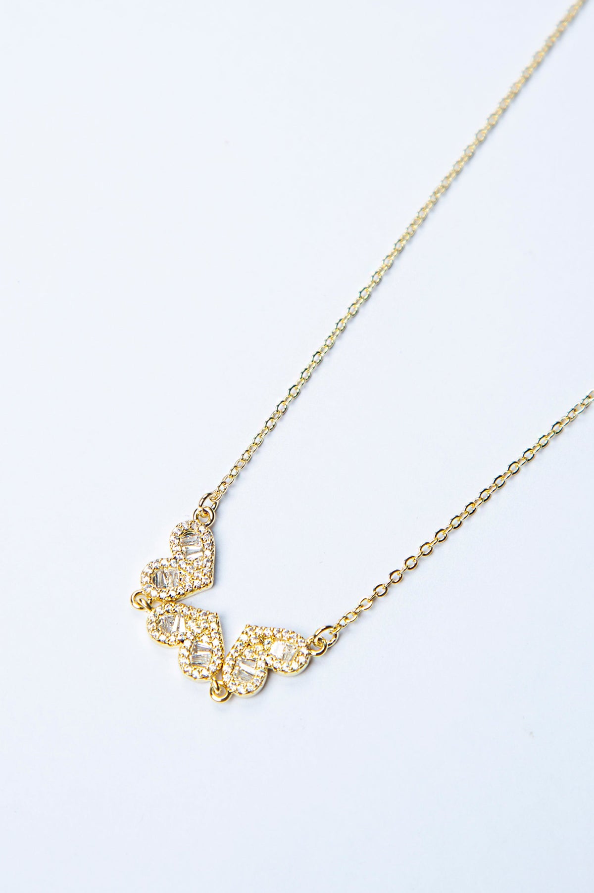 Gold-Plated Brass Necklace with White CZ