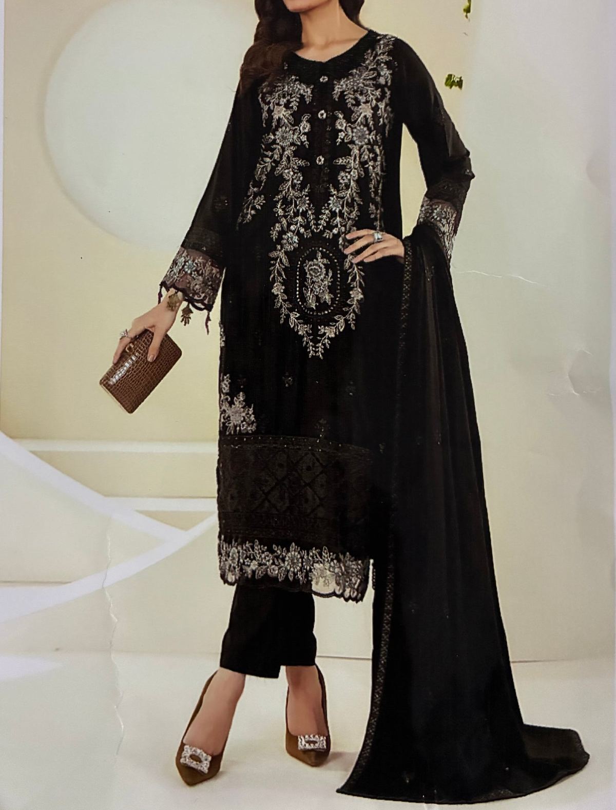 Unstitched Embroidered Dhanak 3PC | WC-011B