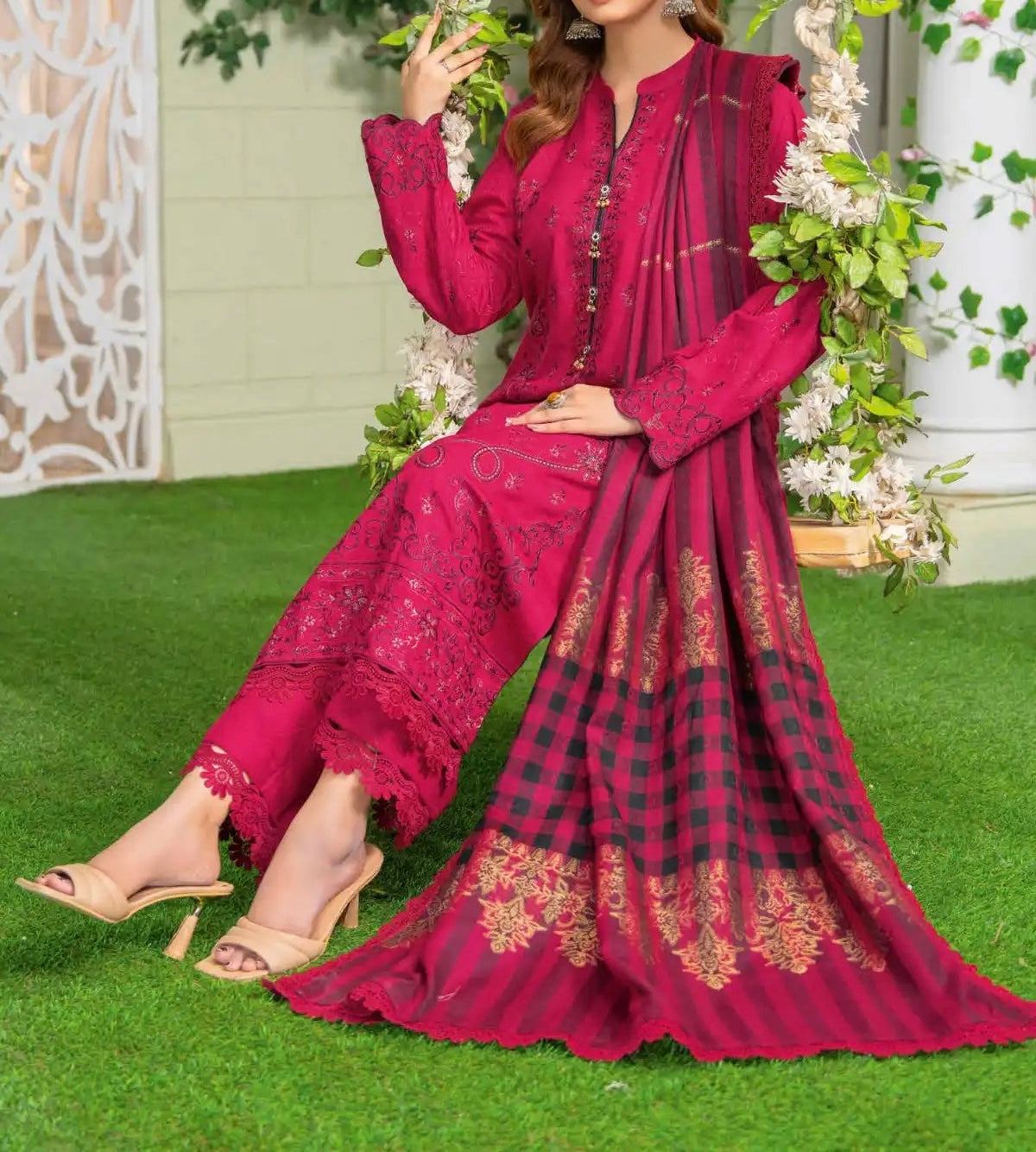 Unstitched Embroidered Dhanak 3PC | WC-014