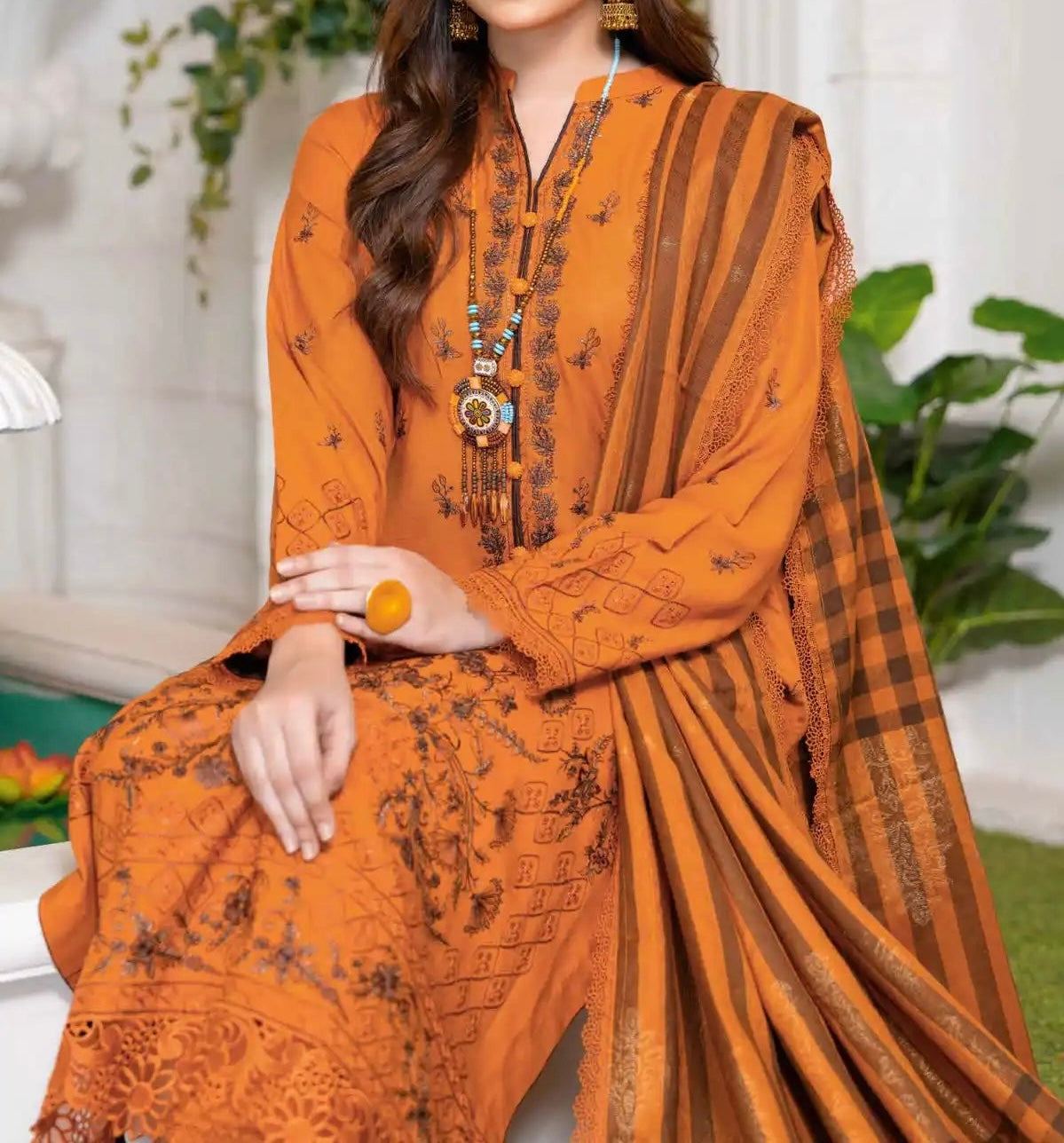 Unstitched Embroidered Dhanak 3PC | WC-015