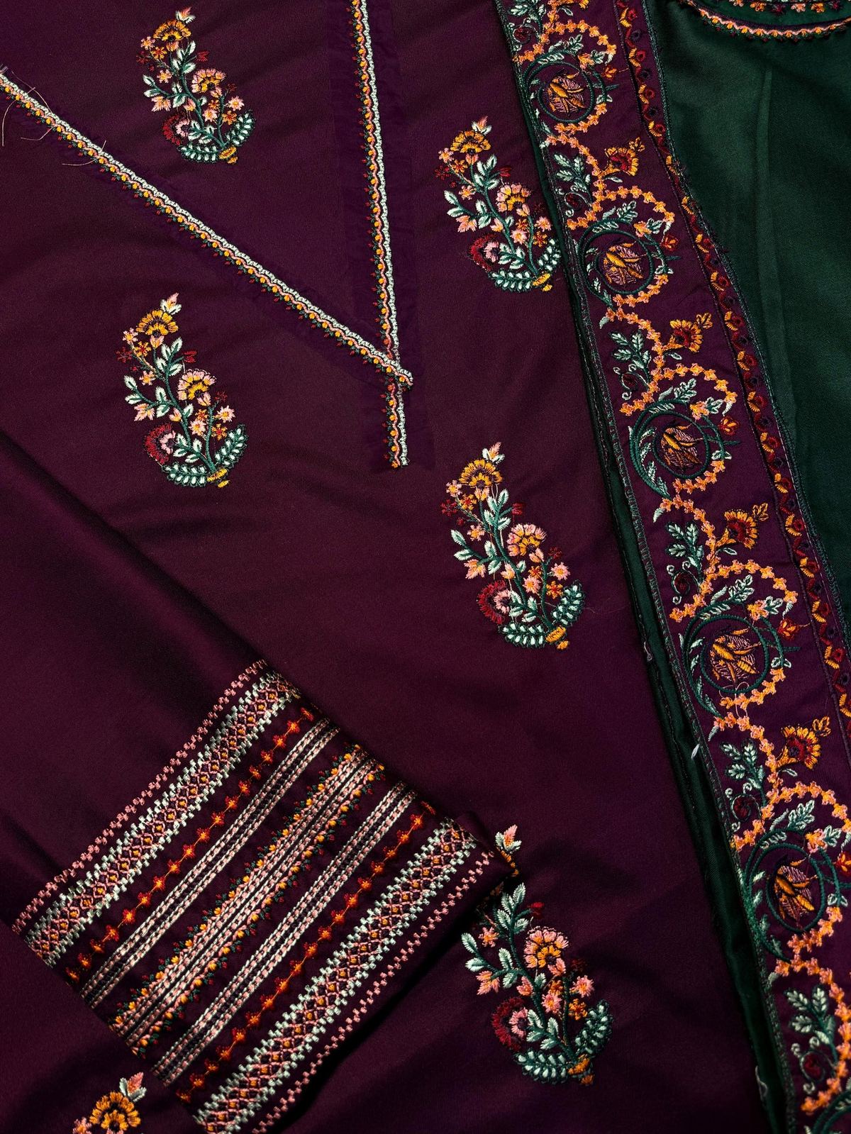 Unstitched Embroidered Dhanak 3PC | WC-060