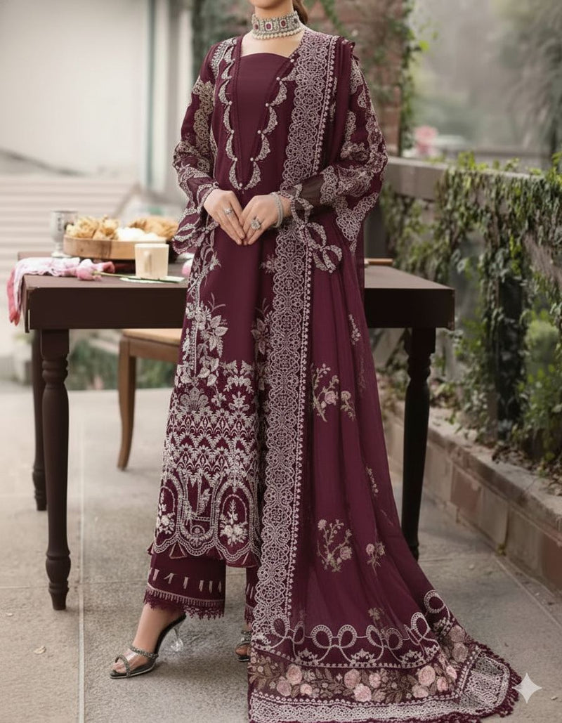 Unstitched Embroidered Lawn 3PC | SC-024C