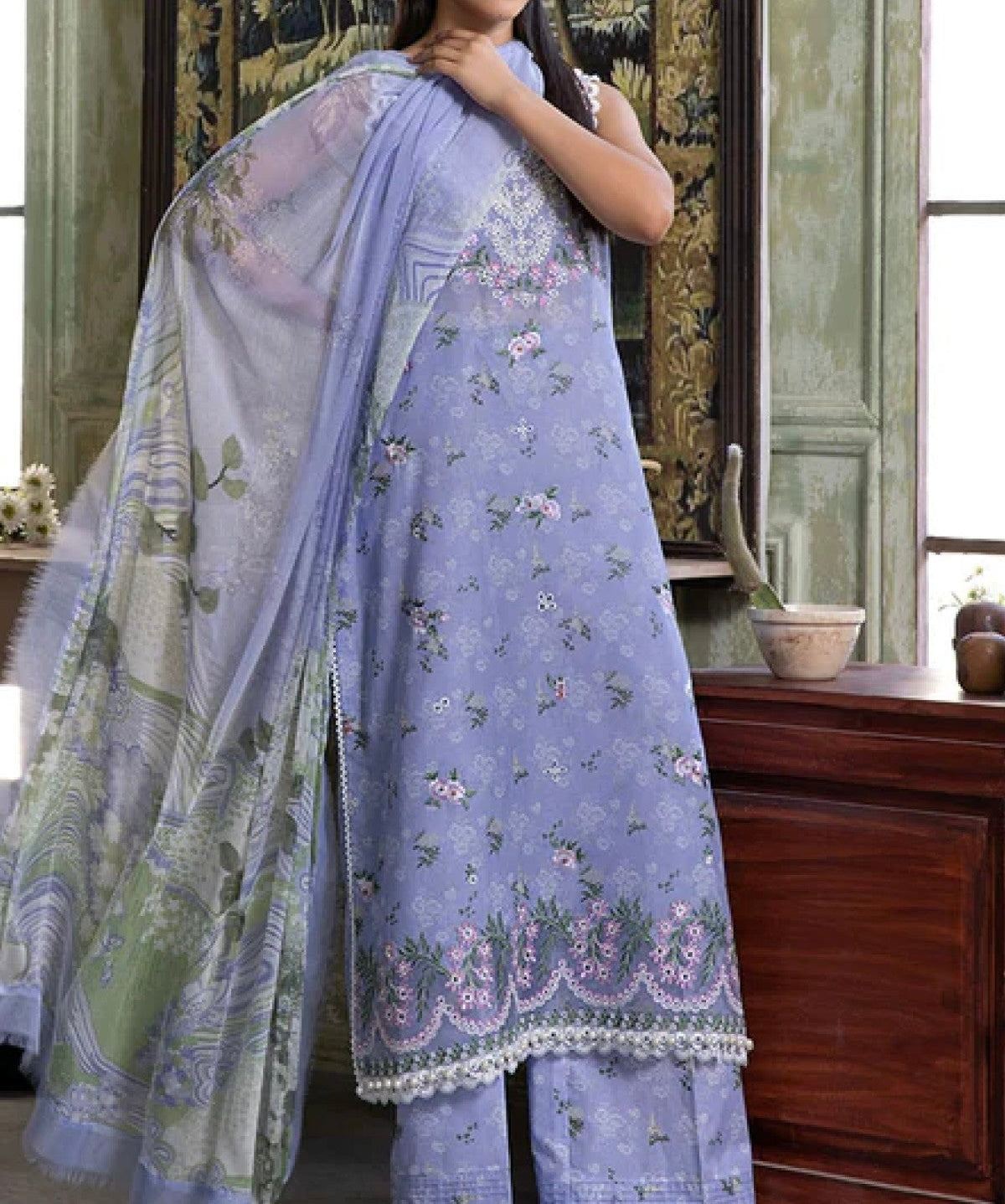 Unstitched Embroidered Lawn 3PC | SC-044B