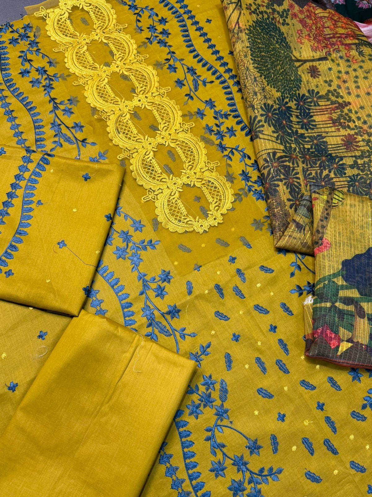 Unstitched Embroidered Lawn 3PC | SC-065