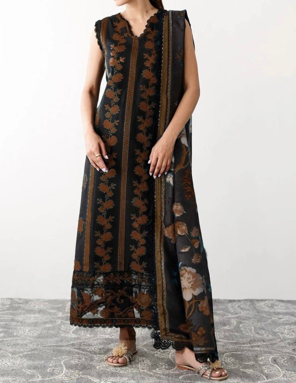 Unstitched Embroidered Lawn 3PC | SC-092C