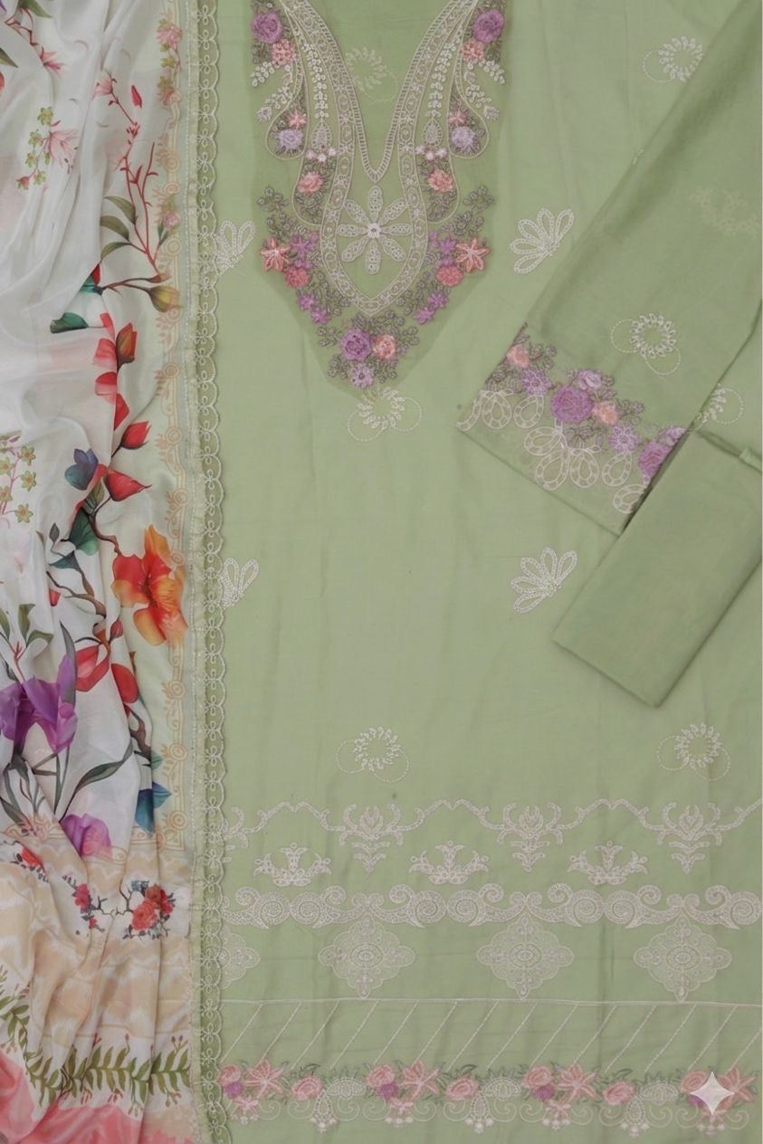Unstitched Embroidered Lawn 3PC | SC-093C