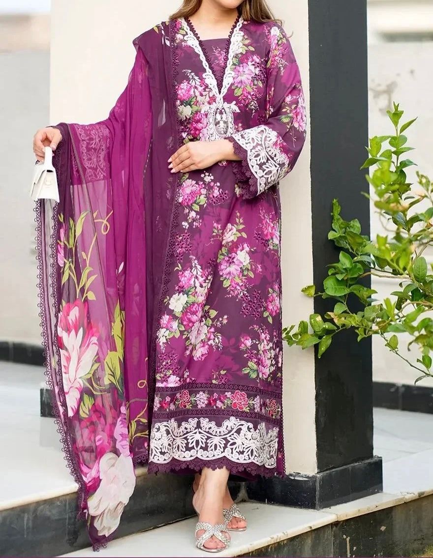 Unstitched Embroidered Lawn 3PC | SC-101
