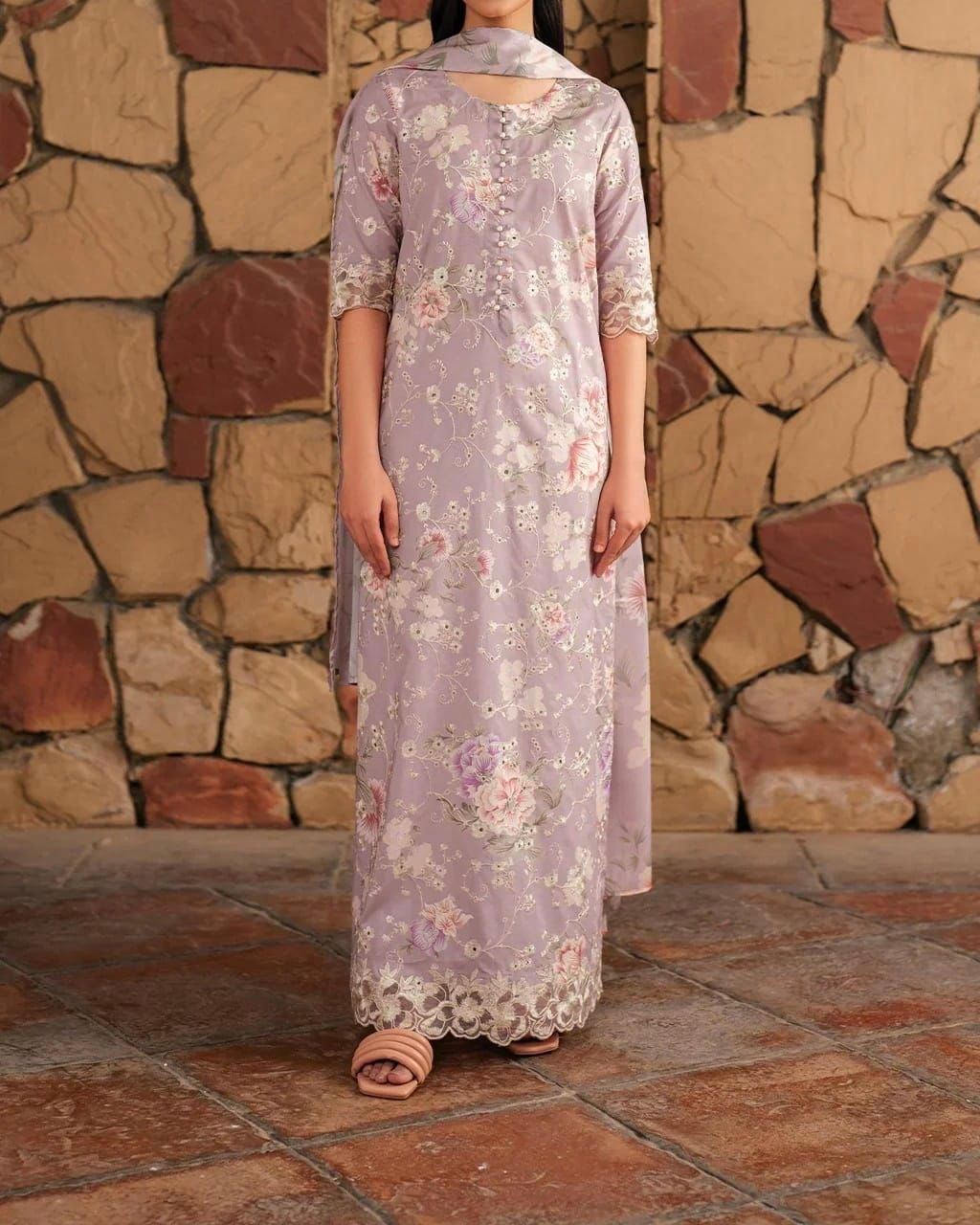 Unstitched Embroidered Lawn 3PC | SC-118