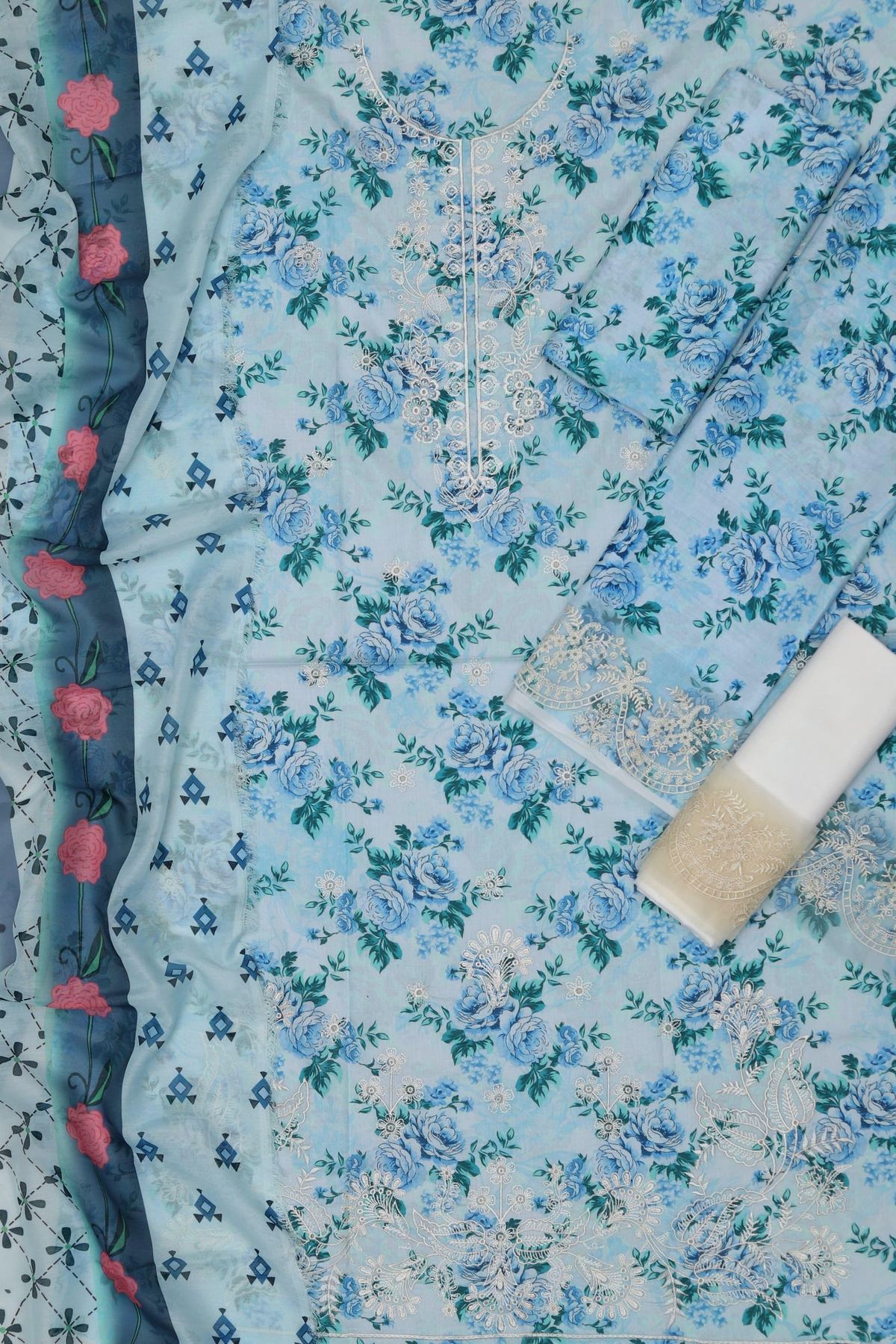 Unstitched Embroidered Lawn 3PC | SC-145