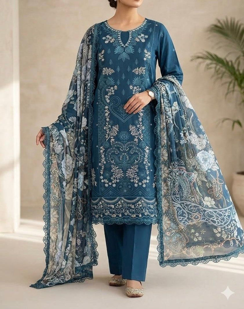 Unstitched Embroidered Lawn 3PC | SC-148