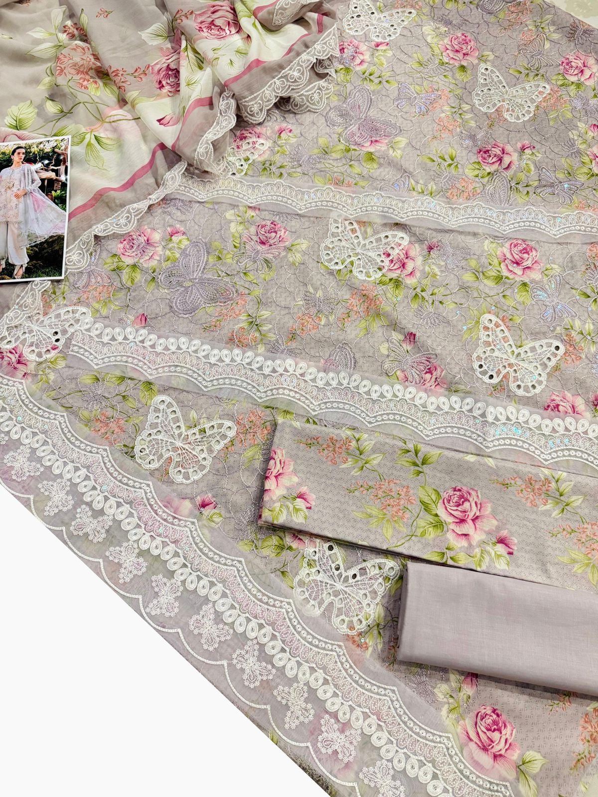 Unstitched Embroidered Lawn 3PC | SC-095