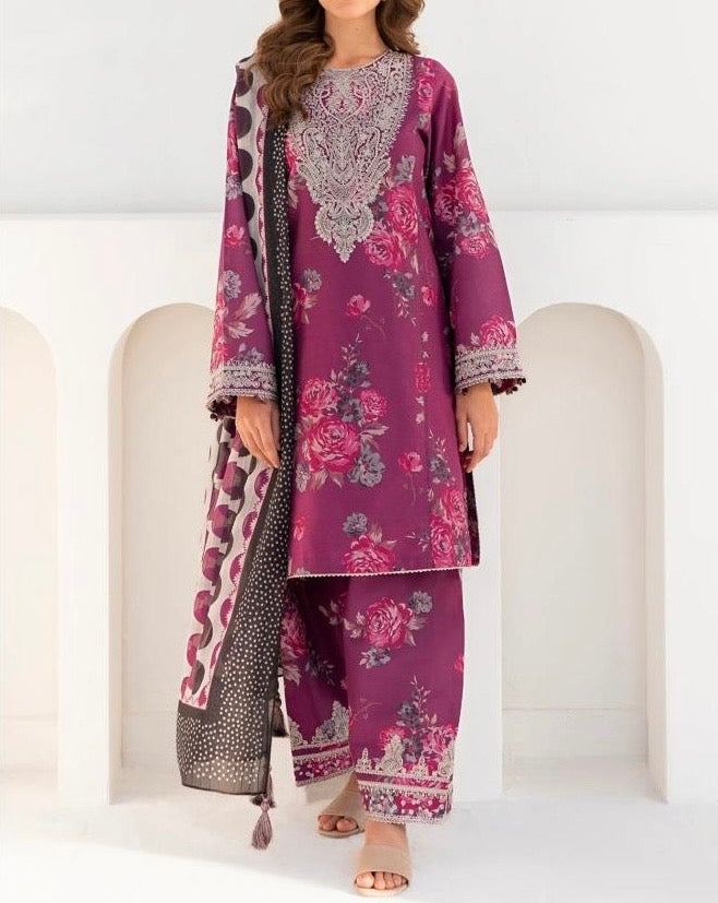 Unstitched Printed Slub Khaddar 3PC | WC-059C
